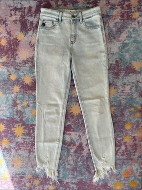 KanCan Light Wash Skinny Jeans with Frayed Hem